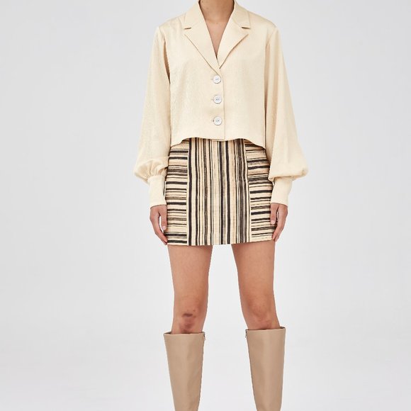 NWT CMEO Collective Making Time Black + Sand Skirt - Picture 4 of 8